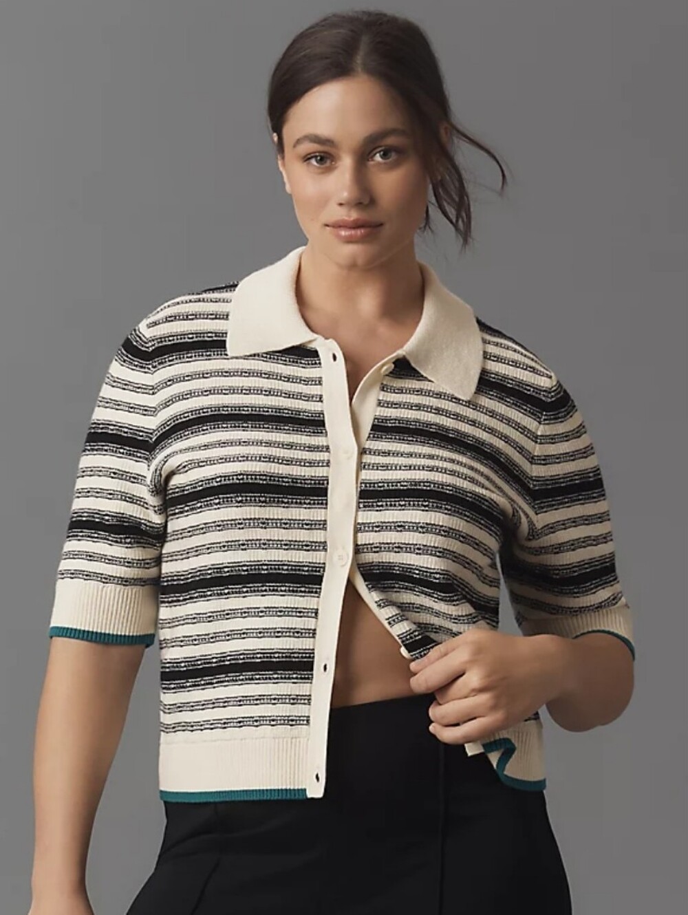 Anthropologie Women’s Short Sleeve Cropped Cardigan Blouse Plus Size 3X
